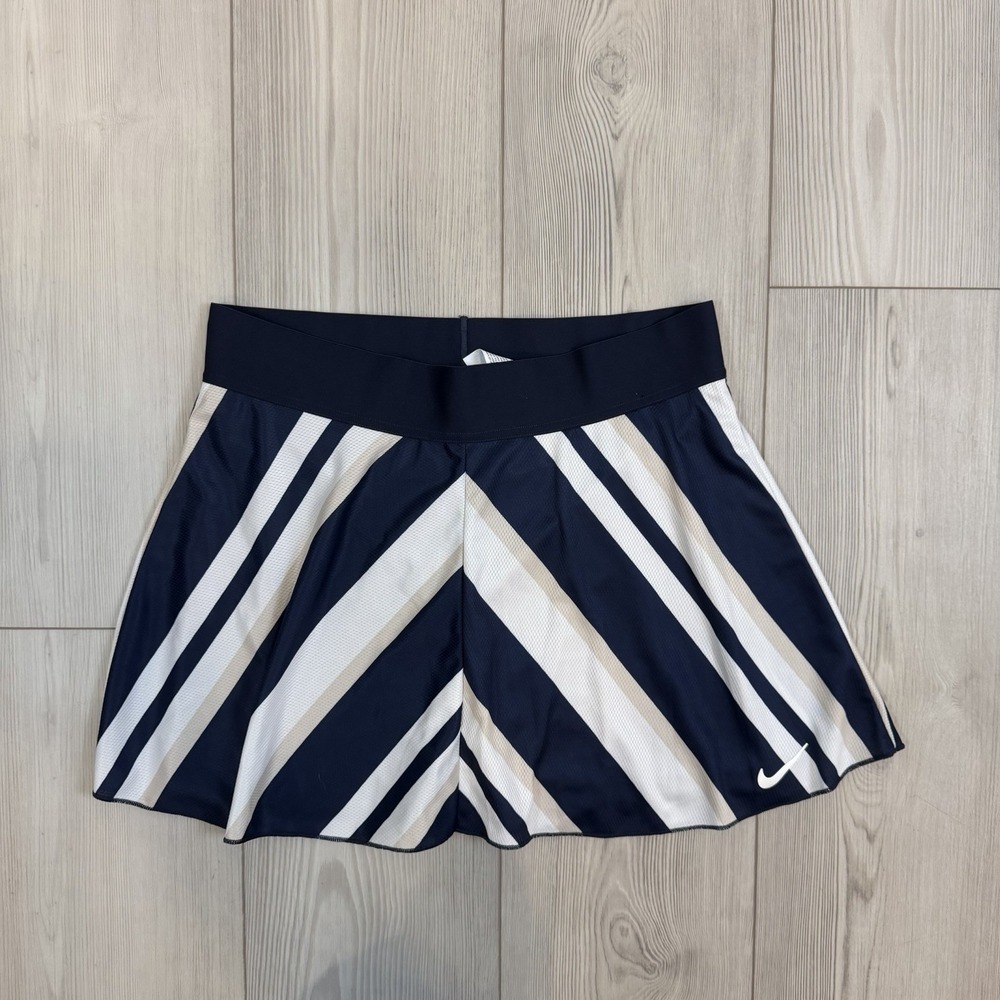 NIKE CI9382-451 Court Dry Flouncy‎ Tennis Skort Medium Tall Blue White Striped